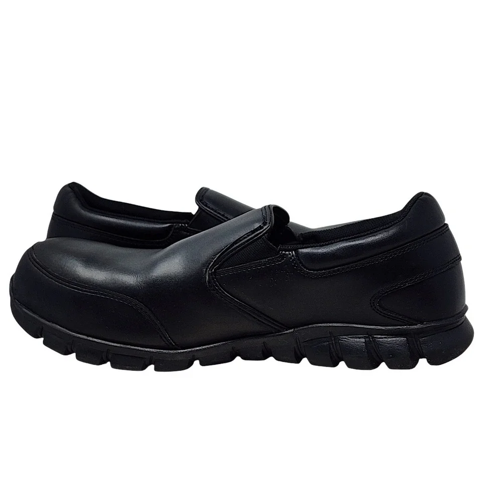 Reebok Sublite Work Shoes 14 W Mens Black Alloy Composite Toe Slip On Safety